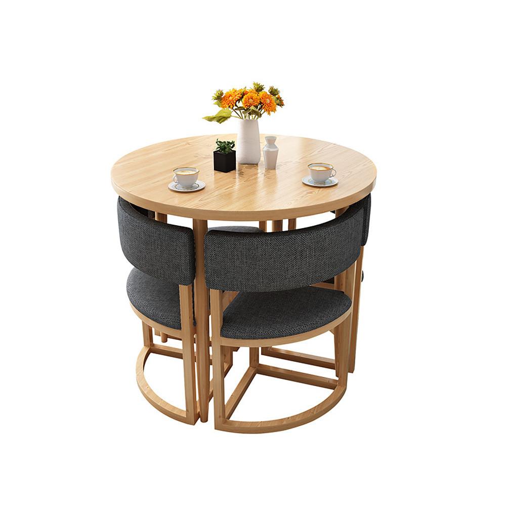 공간절약 티테이블 세트 휴게실 원형 테이블 의자 4인 식탁 카페테이블