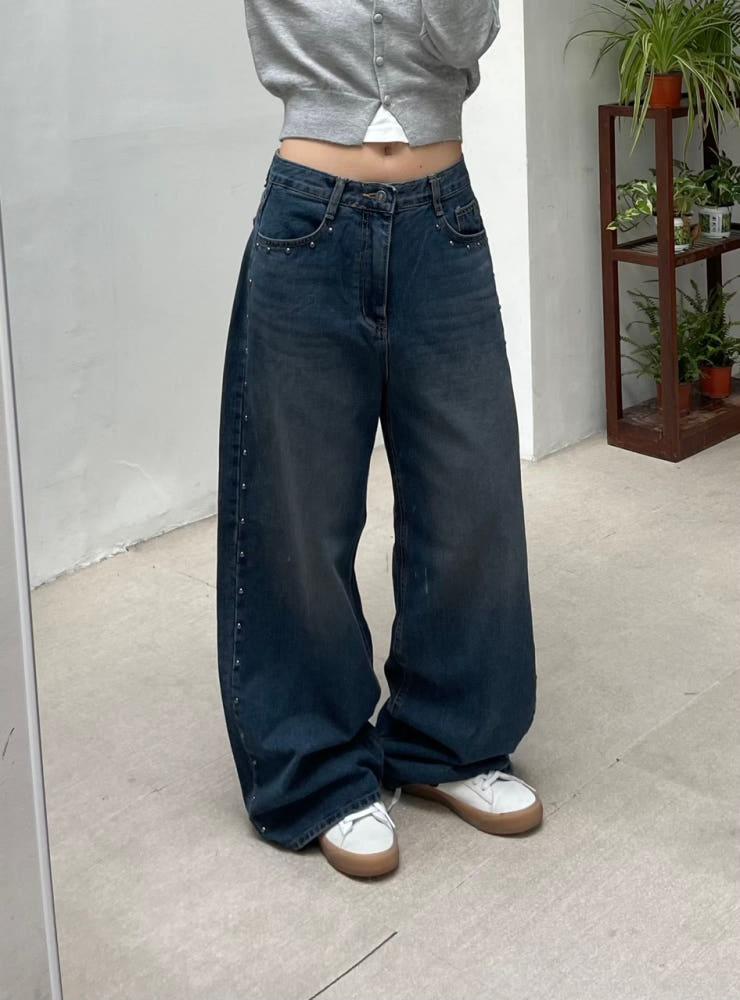 웨스턴리벳워싱데님 스터드데님팬츠 웨스턴워싱데님