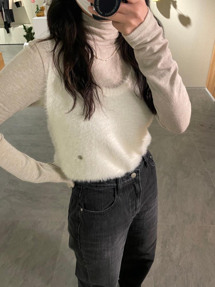 보들 니트 베스트 부클 니트 조끼