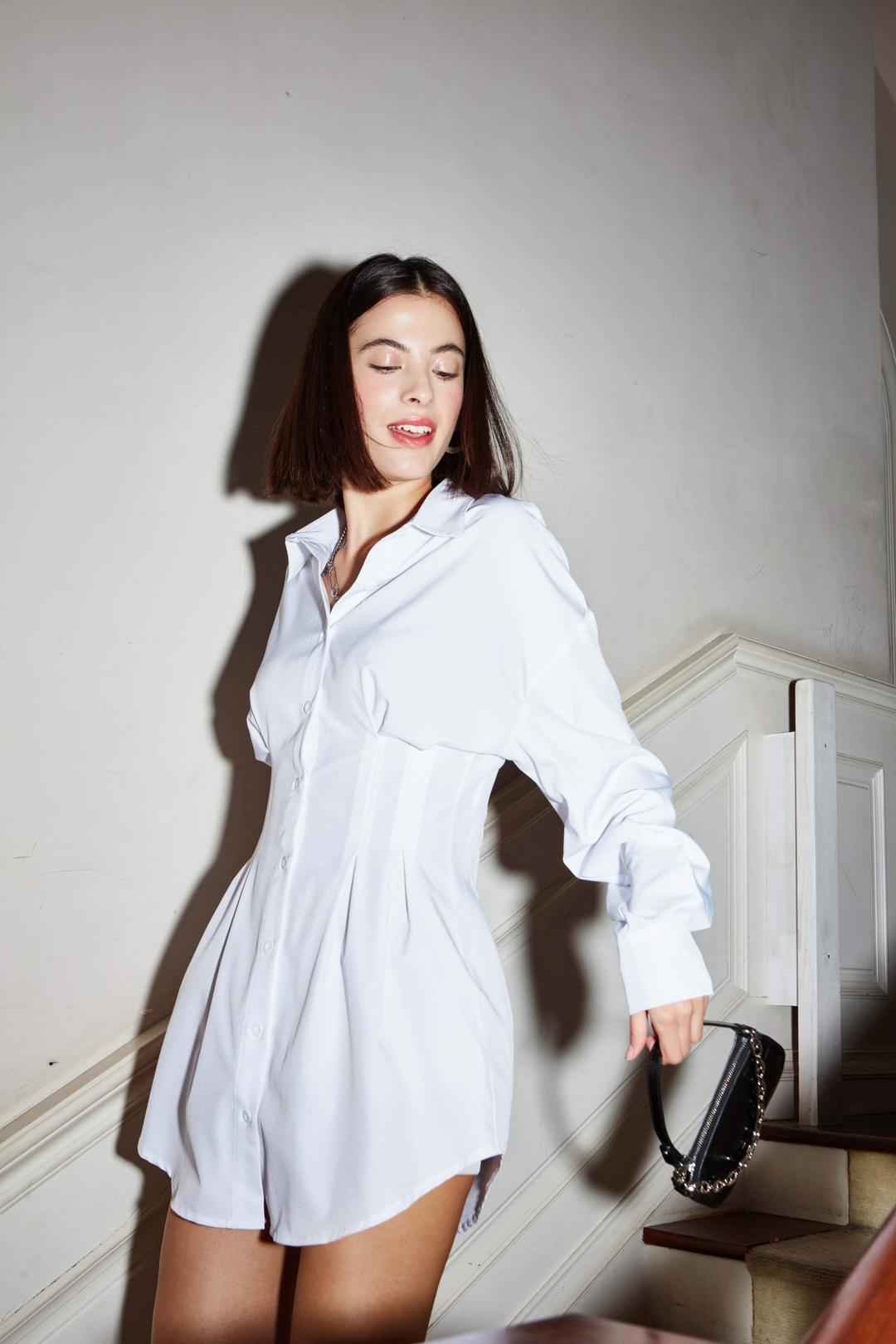 Button Down Corset Shirt Dress