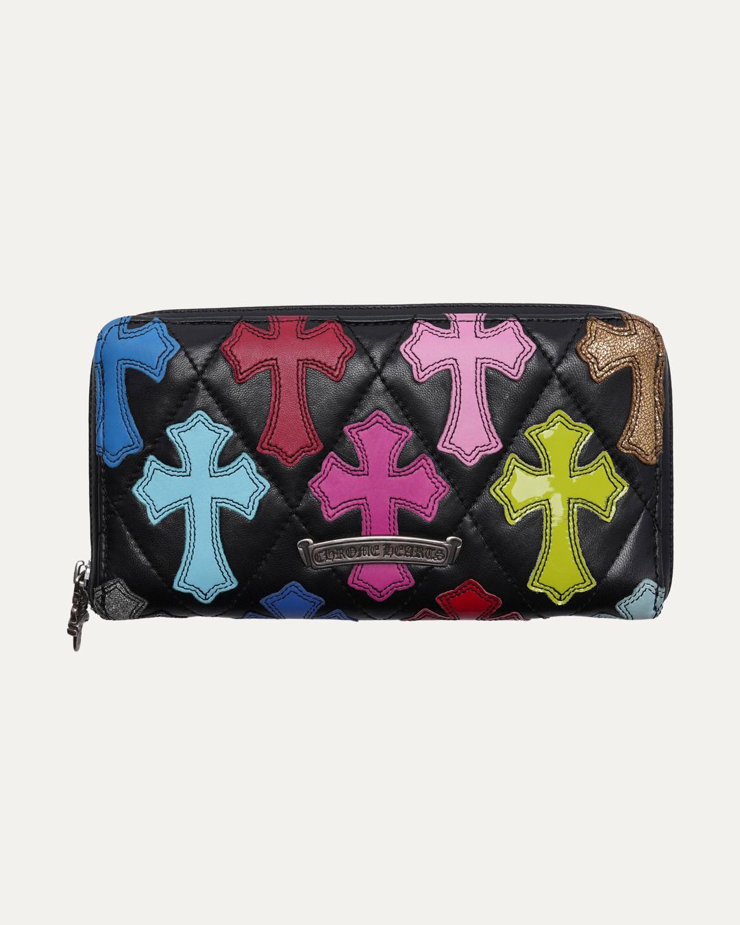 Multicolor Cross Patch Zip Wallet - OS / Black