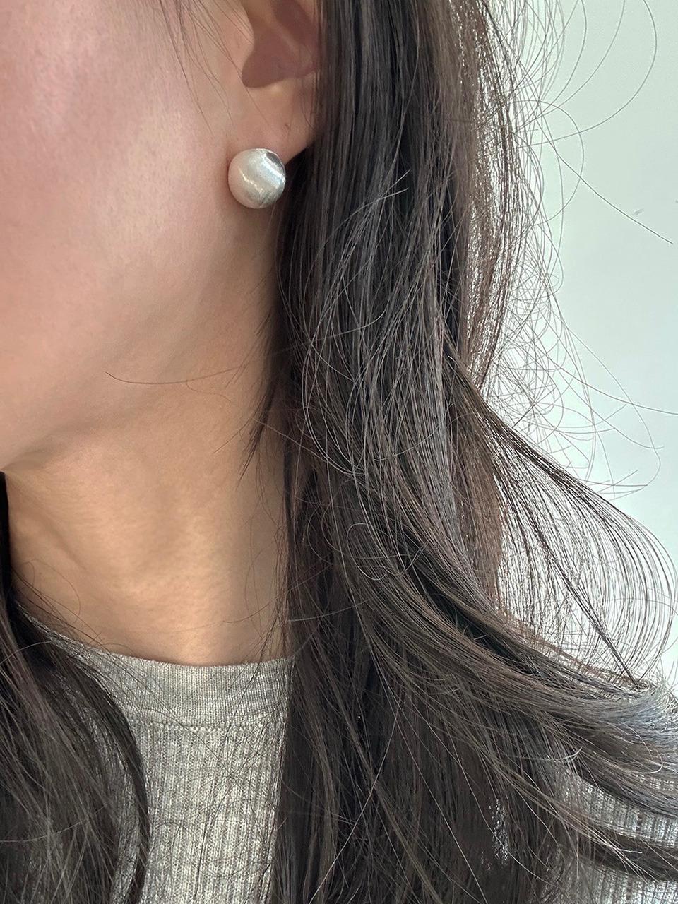 [925silver] Matt ball earring