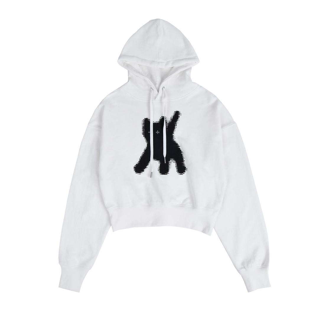 [11/01 발송예정] FLASHED CATS EYE CROP HOODIE - [WHITE]