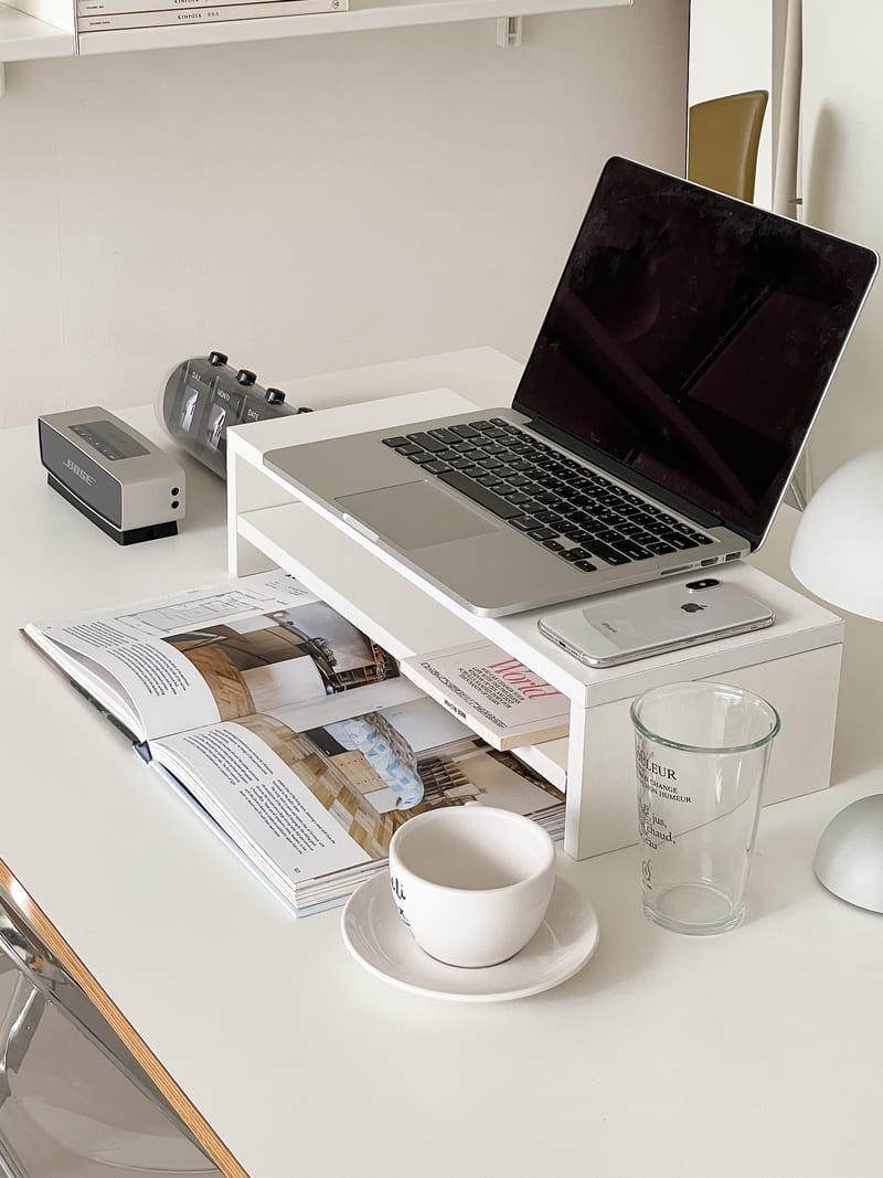 우드 화이트 모니터 받침대