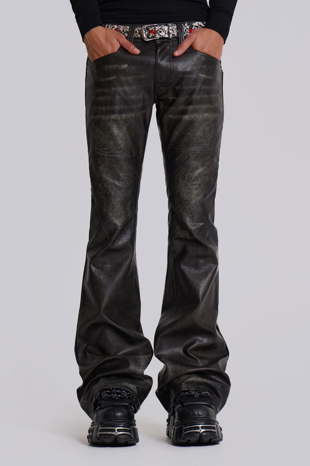 Washed Black PU Drift Jeans - W26 / Black