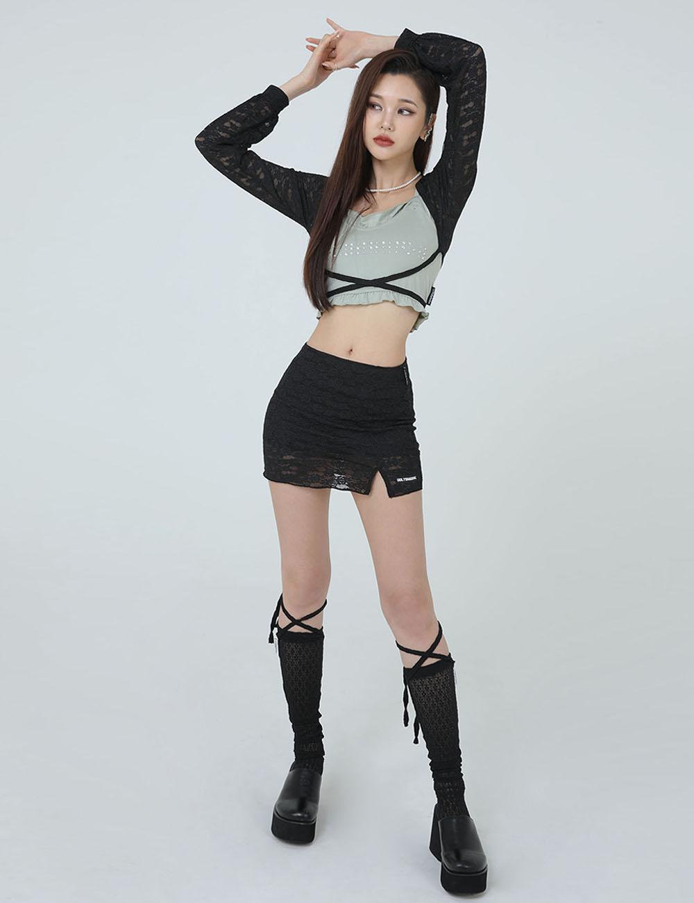 LACE SHORT SKIRT(BLACK)
