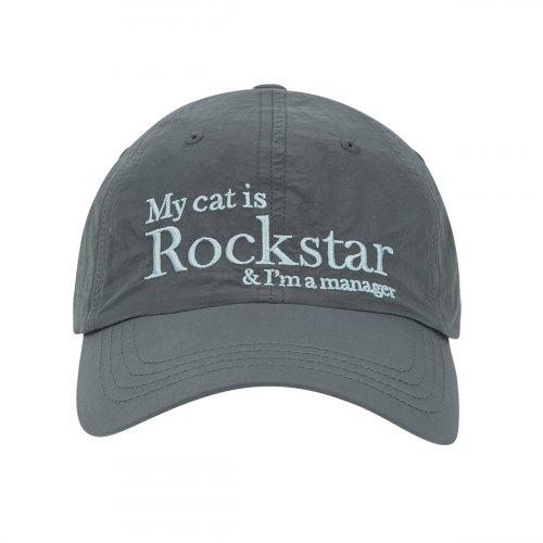 Rockstar cat Nylon cap (Charcoal)