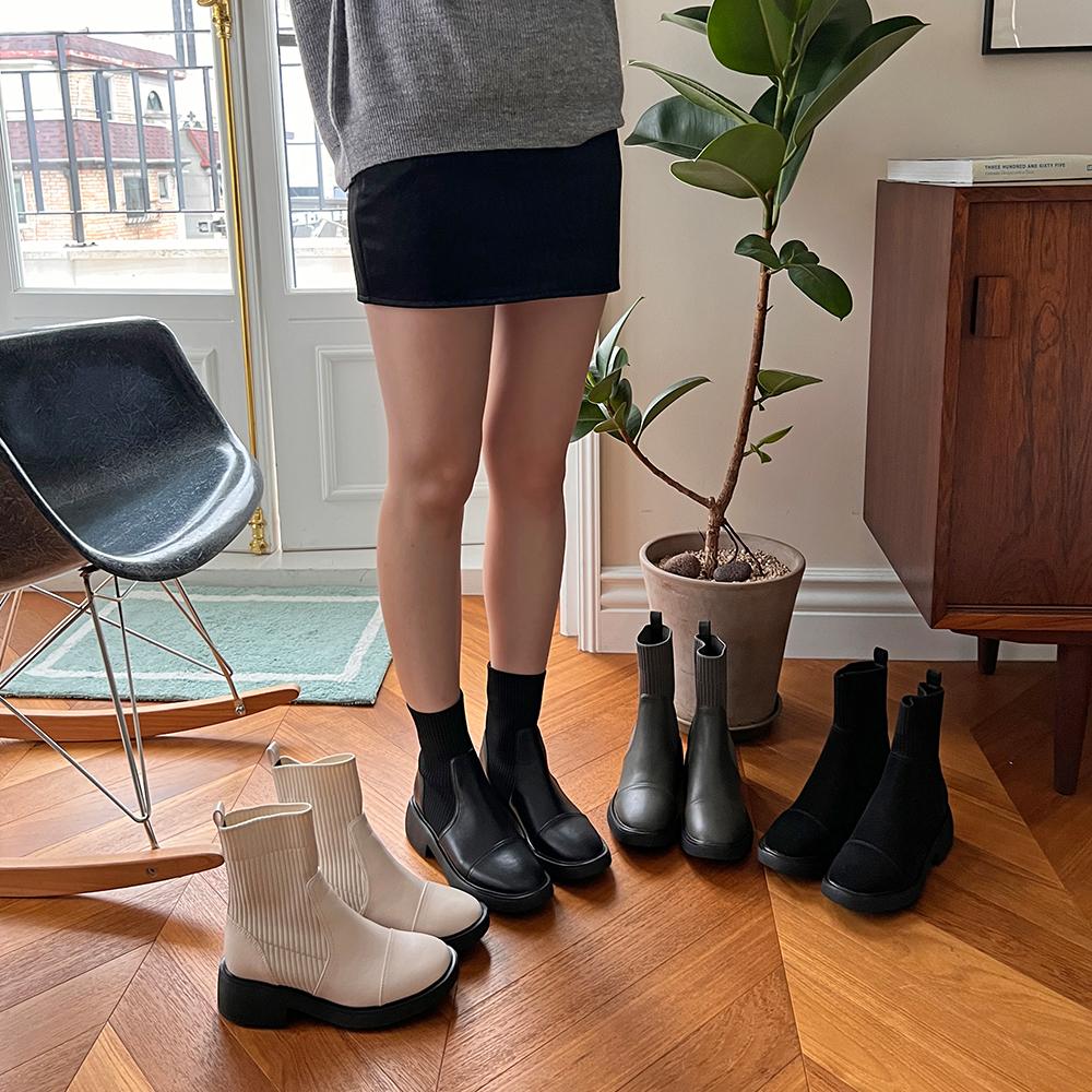 F21A510 라운드 니트 앵클부츠 (4cm)