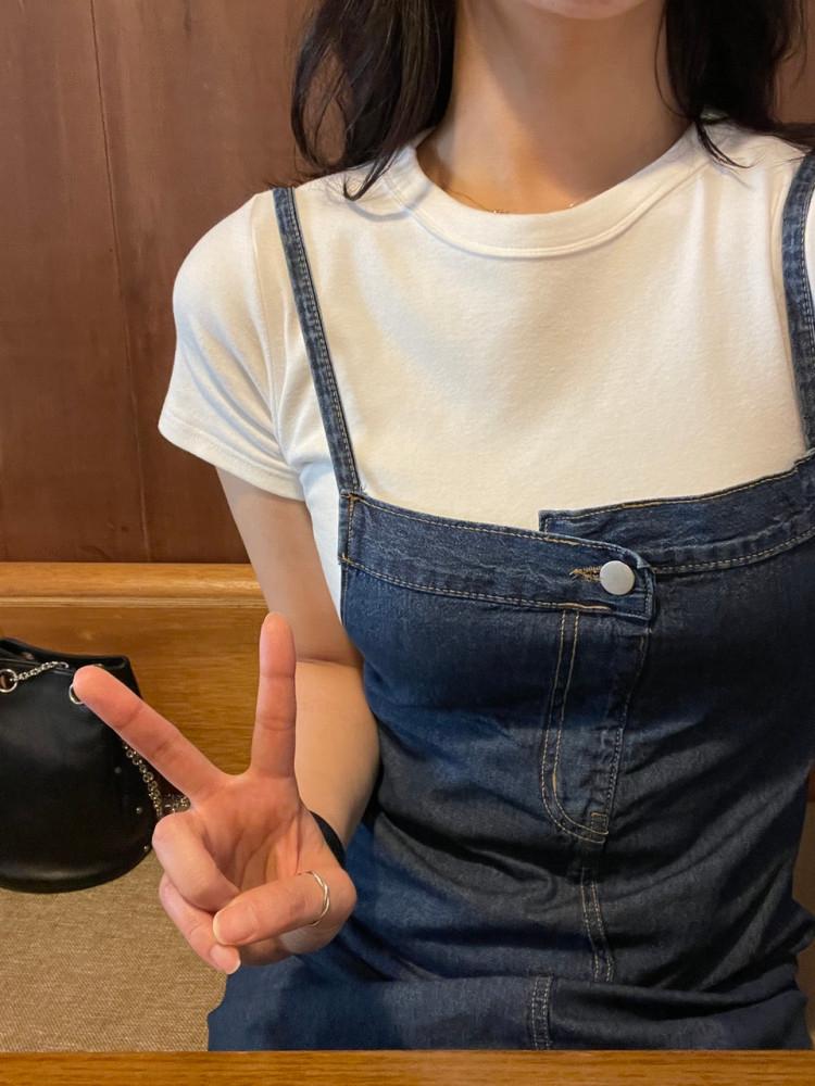 [100장 돌파,당일] 버튼 뷔스티에 데님 롱 원피스 3col