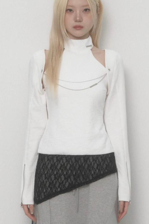 On-Off Chain Bolero Cardigan (White)