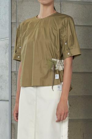 [RE;CODE 여성] Waist Shirring Patchwork Top