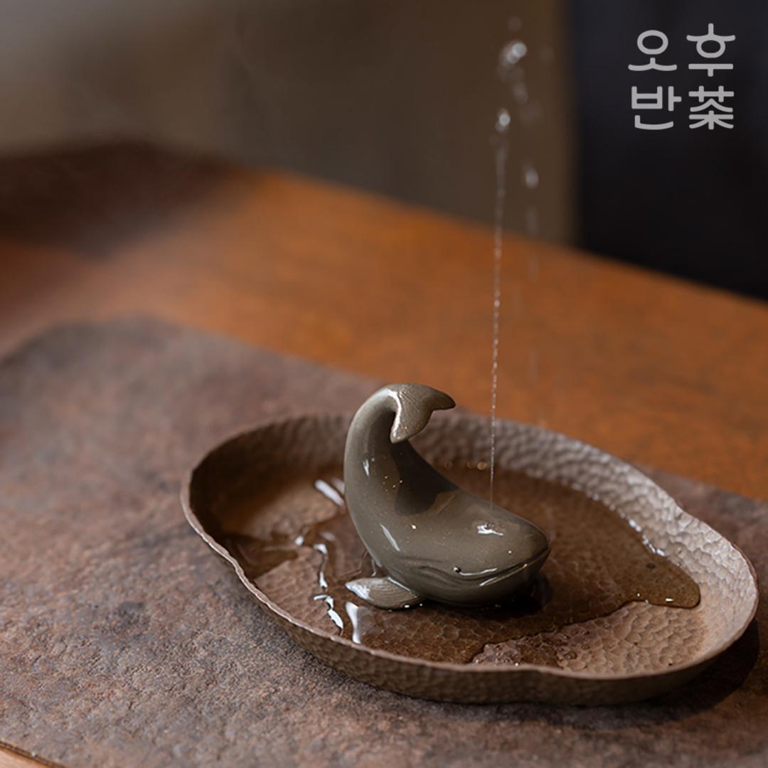 핸드메이드 물뿜는 고래 차총 개치 다도 차친구 찻자리 꾸미기