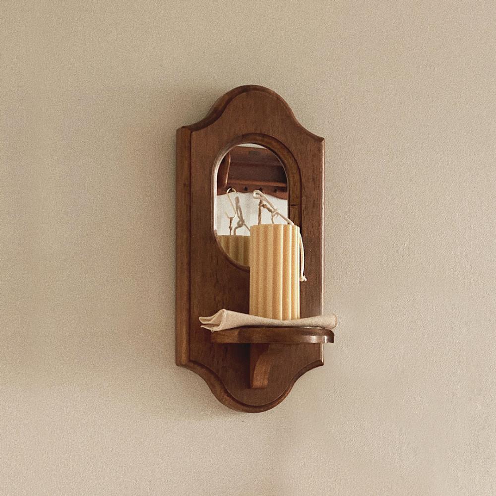 빈티지무드의 나무소품, 거울이 달린 북유럽 벽거울촛대