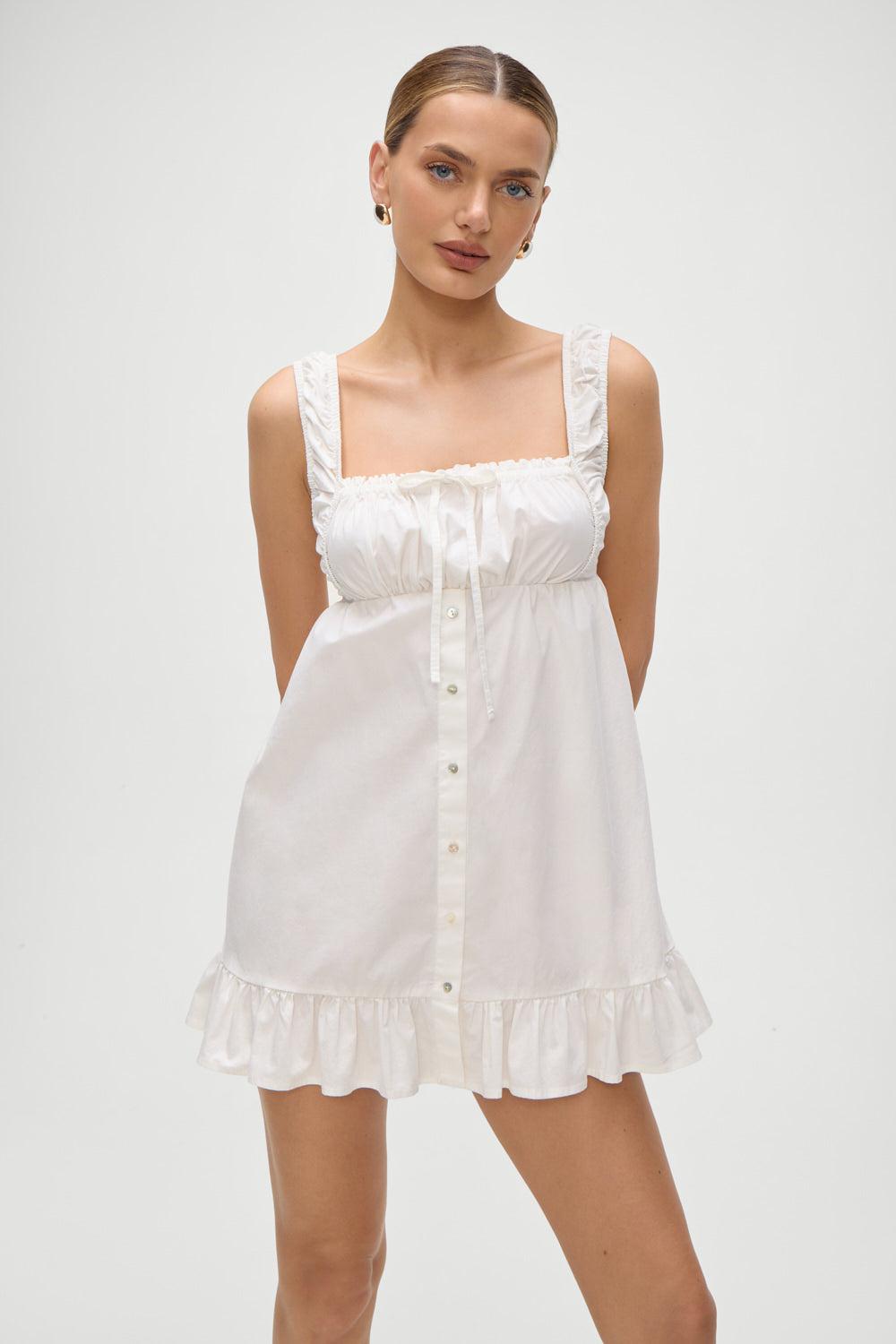Marilyn Babydoll Dress - White - White / XS