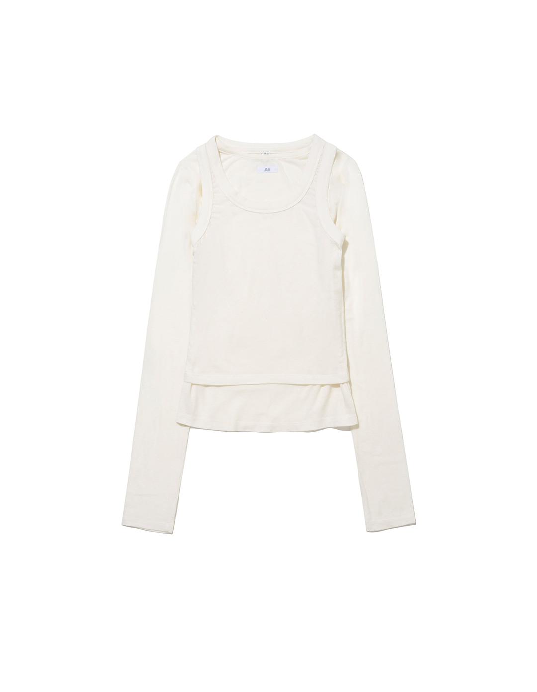 Layered Label Long Sleeve Set Ivory