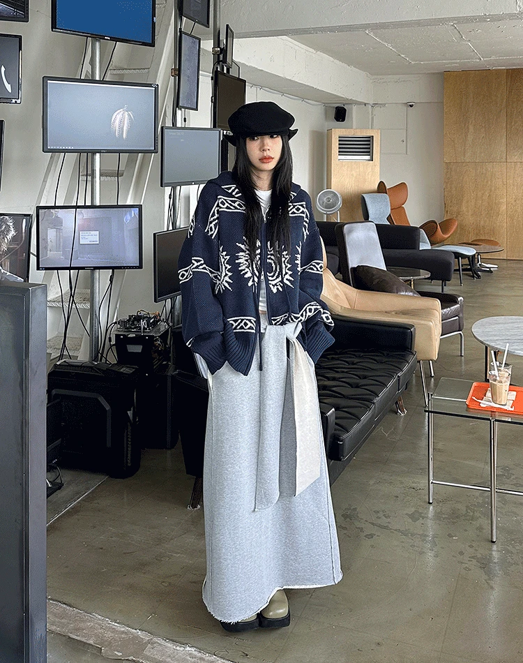 코튼 벨트 스커트