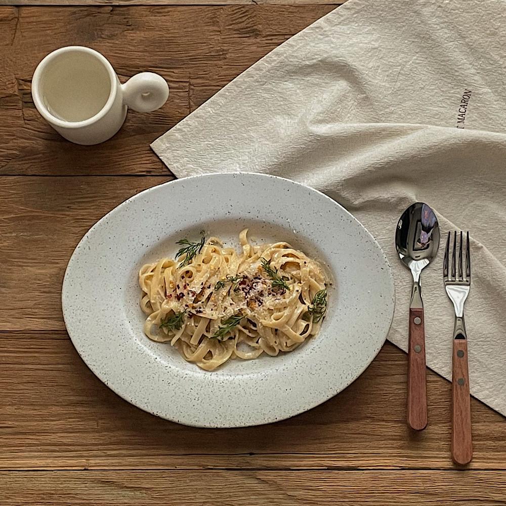 쿠키 빈티지 쿠앤크 점박이 오벌 플레이트 타원 파스타 브런치 접시