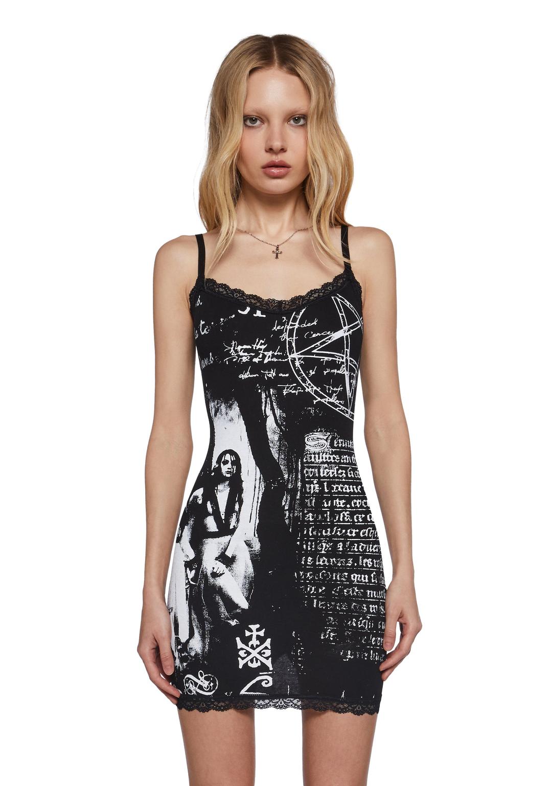 Written Prophecy Mini Dress - BLACK / XX-Small