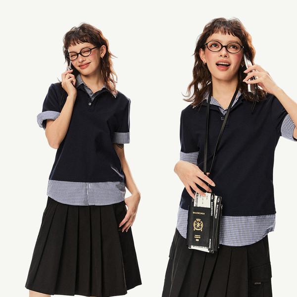 stitching polo short-sleeved T-shirt