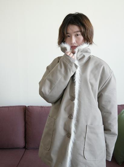 코튼 퍼 미디 코트 (2c)