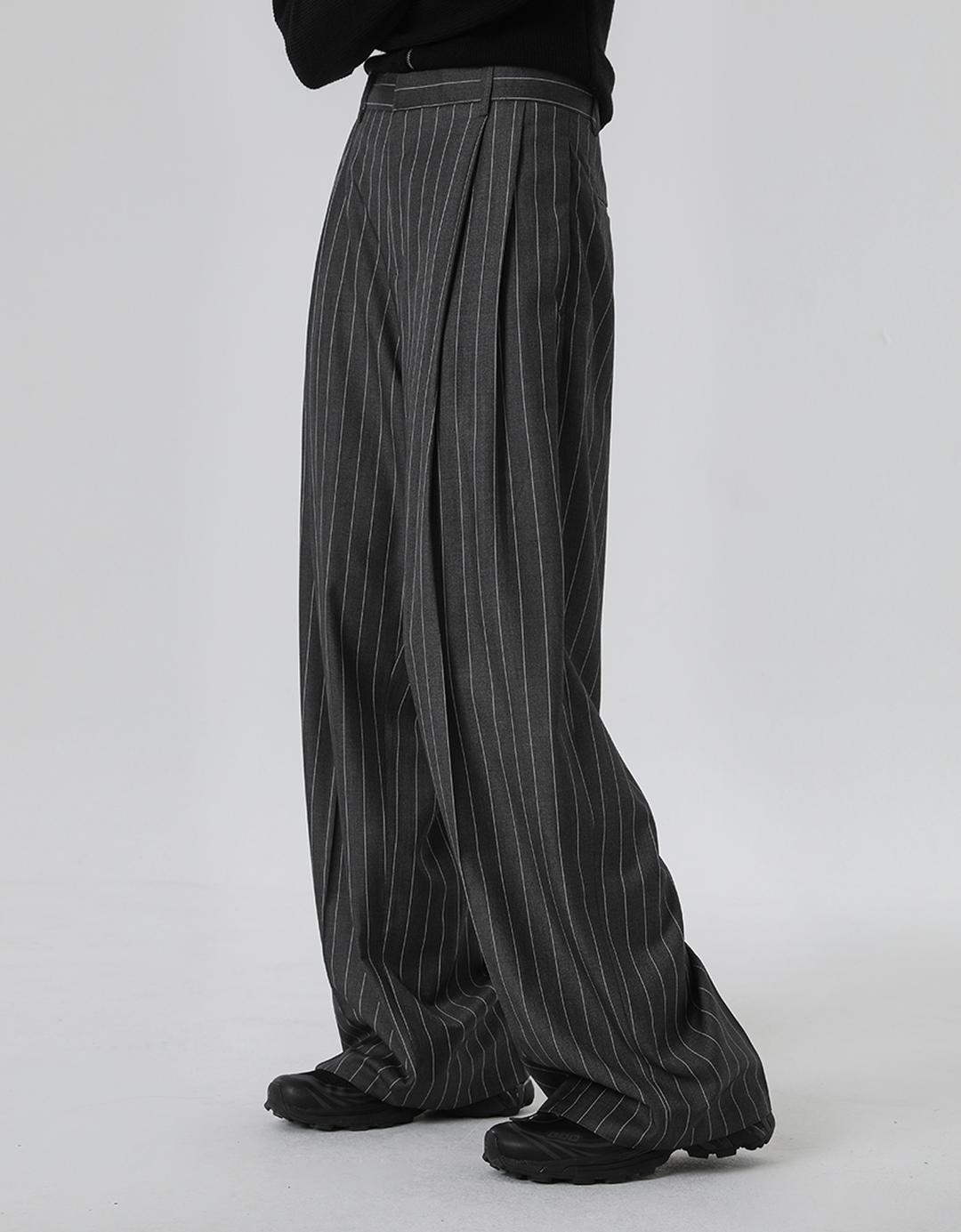 (UNISEX) 초큰 스트라이프 와이드슬랙스