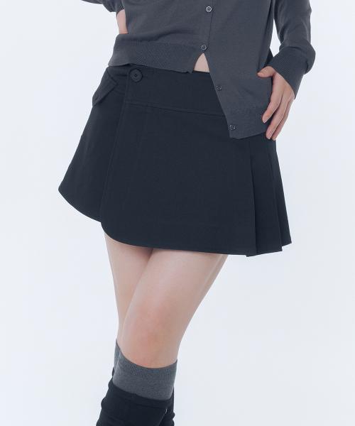 Omoi pleats wrap skirt BLACK