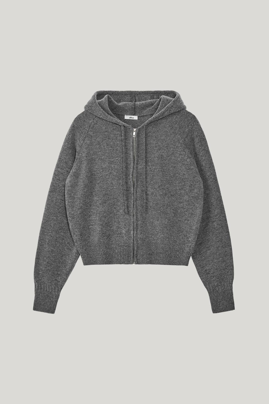 cashmere hooded zip-up_gray