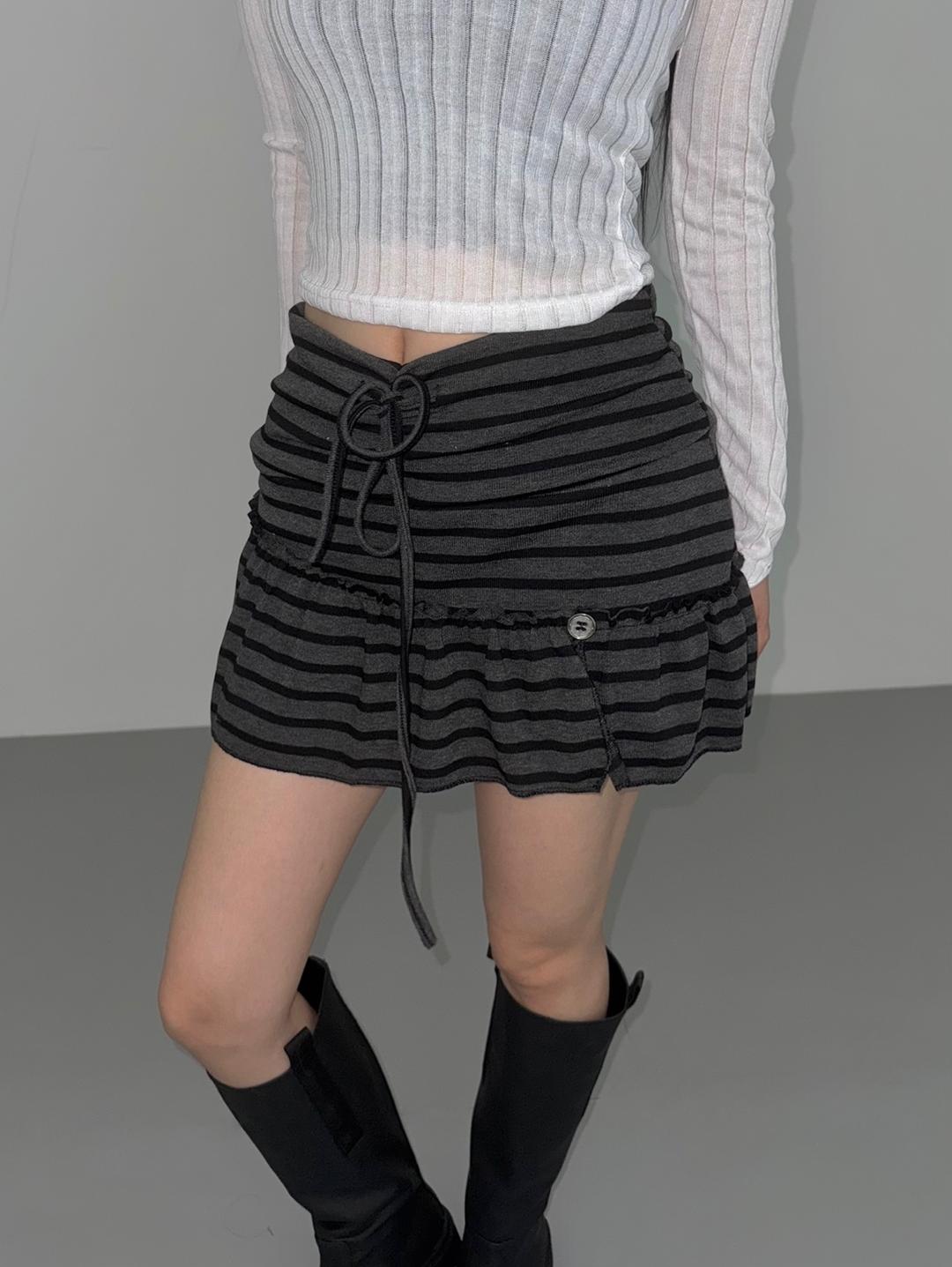 오프셋 4138. 로우 쭈리 스트라이프 스커트 (3 color)