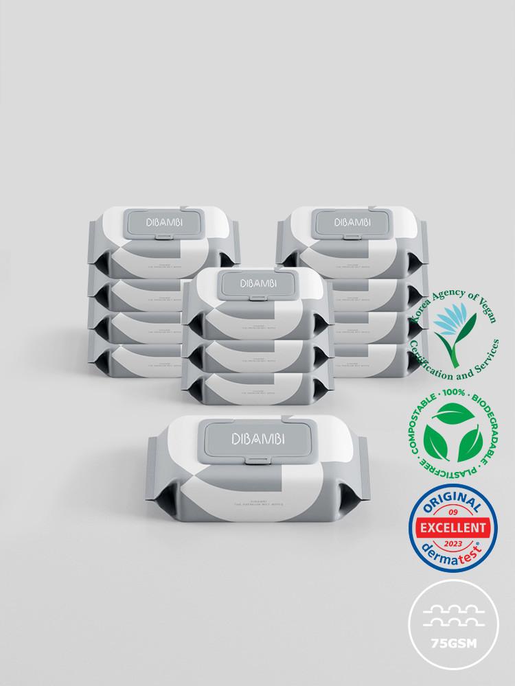 디밤비 미세플라스틱제로 생분해 환경 아기 물티슈 휴대용 20매 1박스(캡형 12개입)