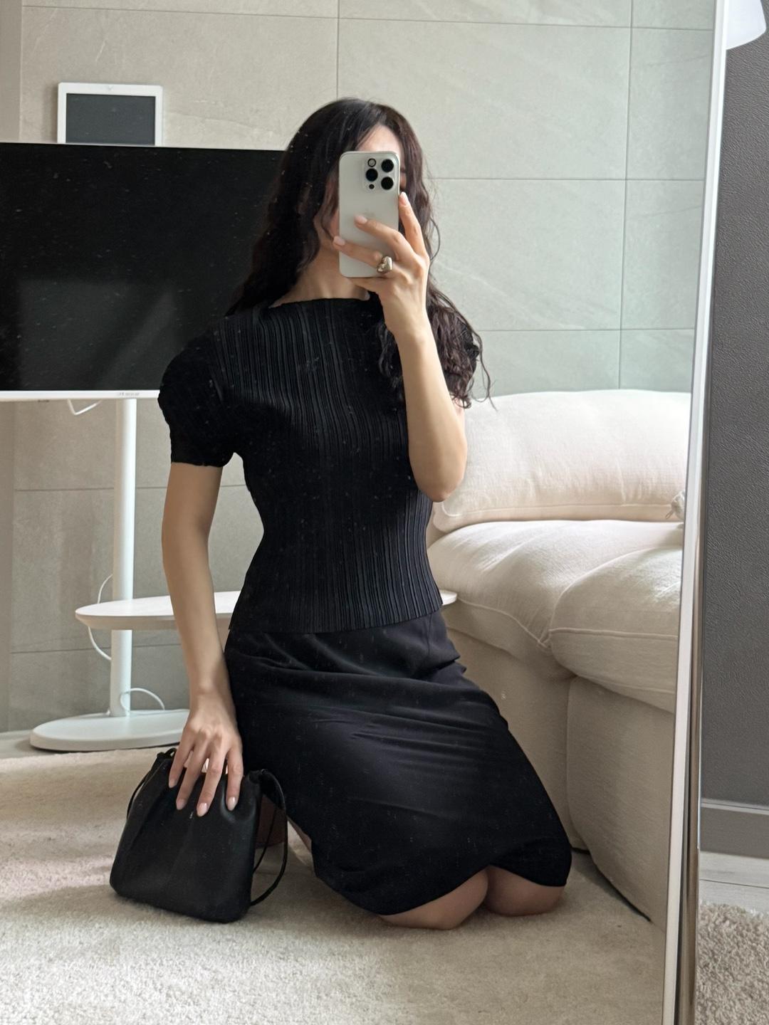 avant pleats blouse-black