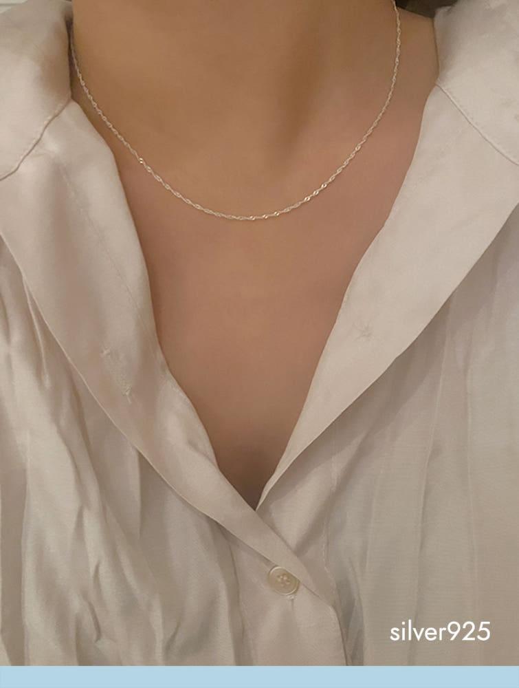(모앳/목걸이) twist chain necklace (silver925) 실버 트위스트 체인 레이어드 은 네크리스