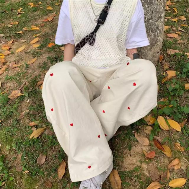 하트 패치워크 하이웨스트 팬츠 (2color)