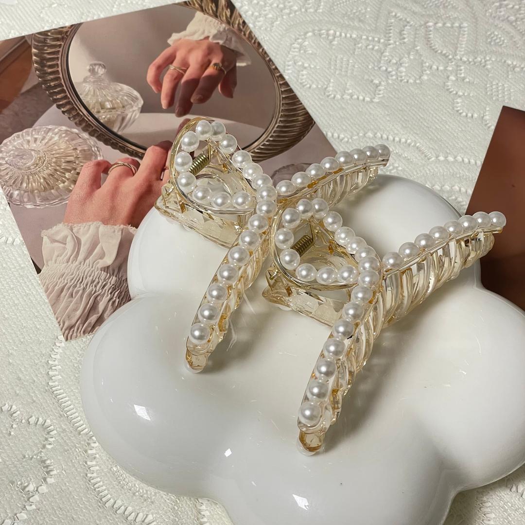 진주 헤어 왕 큰 집게 핀 악세사리