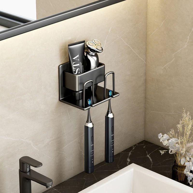 스텐 칫솔꽂이 무타공 칫솔걸이 치약 면도기 접착식 칫솔거치대 2구
