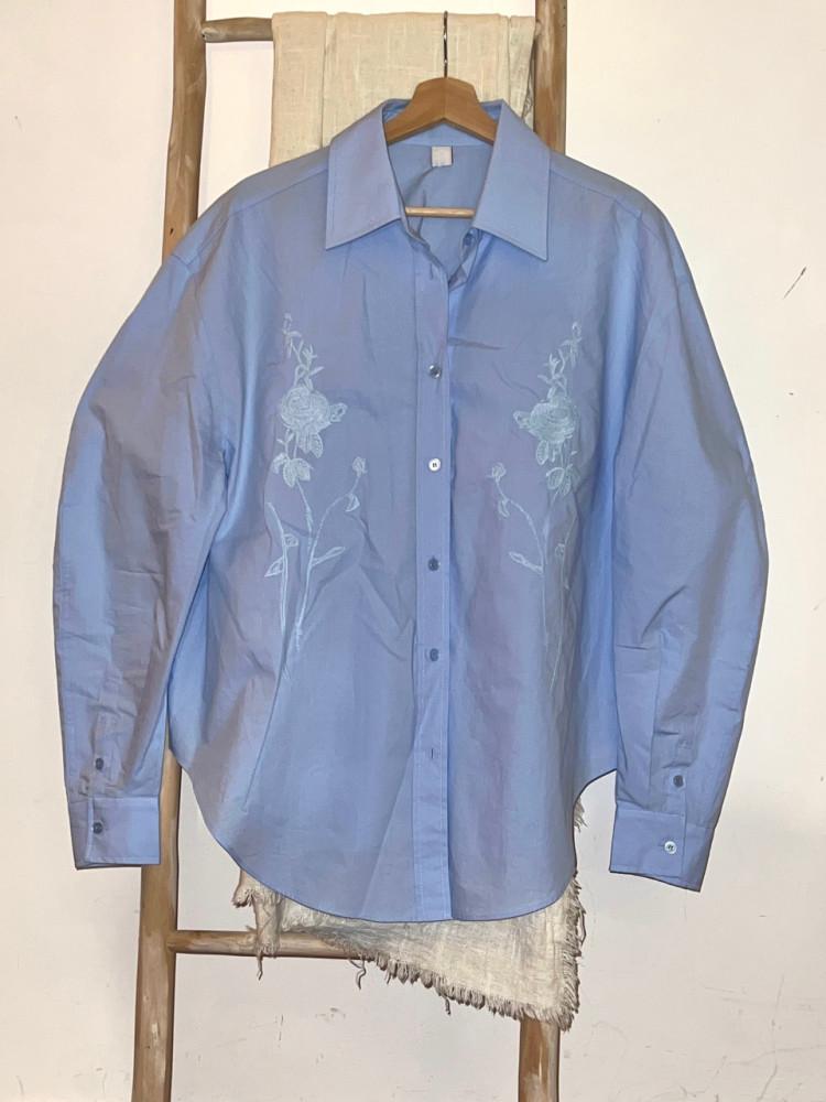 (2color) 미우 로즈 자수셔츠