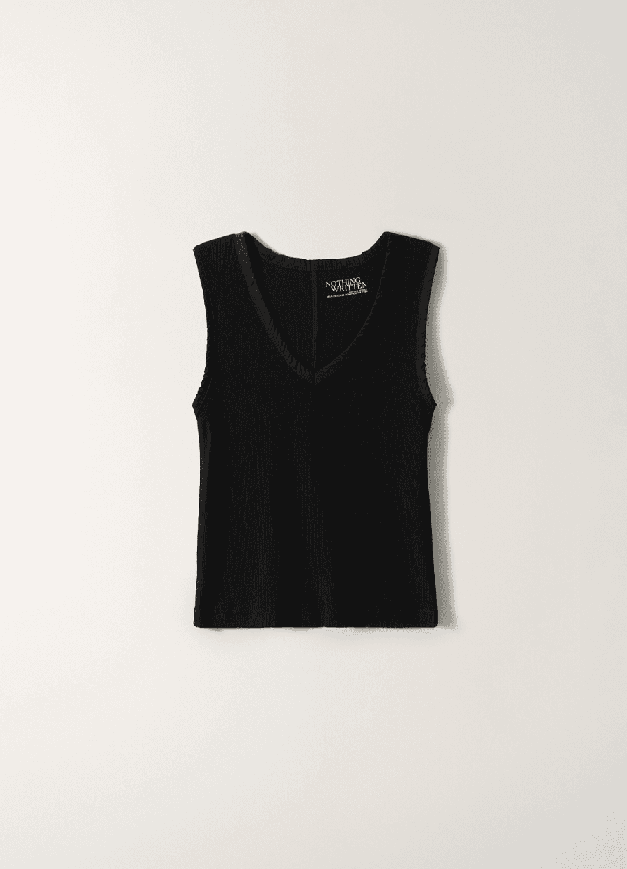 Easy v-neck sleeveless top (Black)