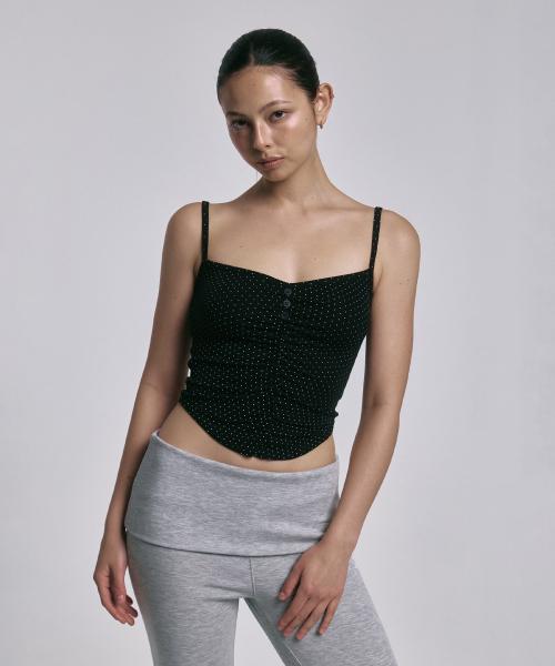 Dia Dot Sleeveless Top (Black)