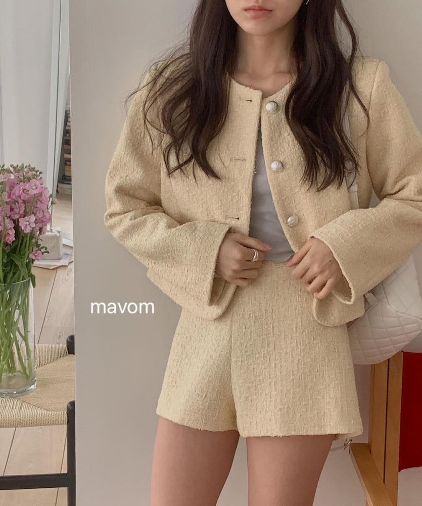 (예약/쿠폰/무배) 미엘 에그 자켓 3col 세트가능 트위드 노카라 숏 하객룩 miel