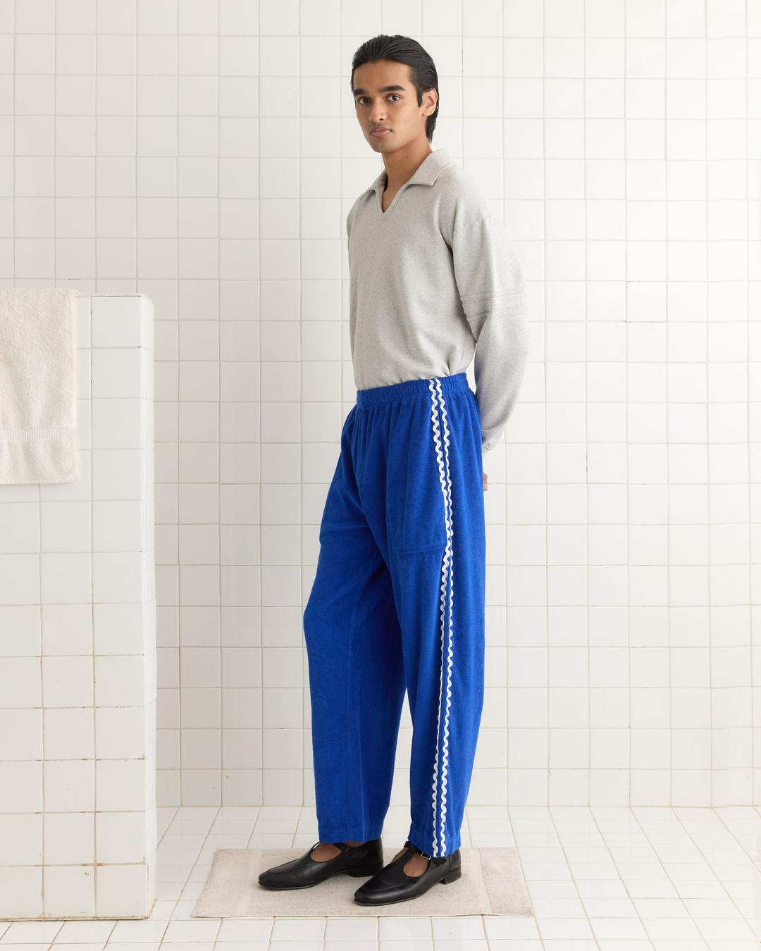 Terry Trim Track Pants - S / Blue