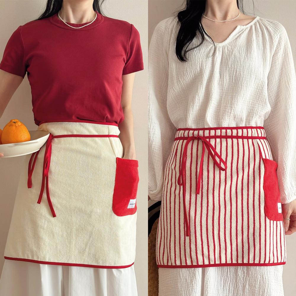 레드 보나베띠 타올 허리 앞치마 에이프런 신혼 집들이선물세트