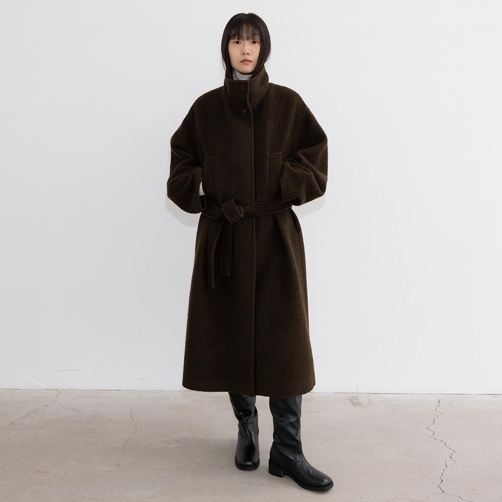 Single High-neck Coat_Brown