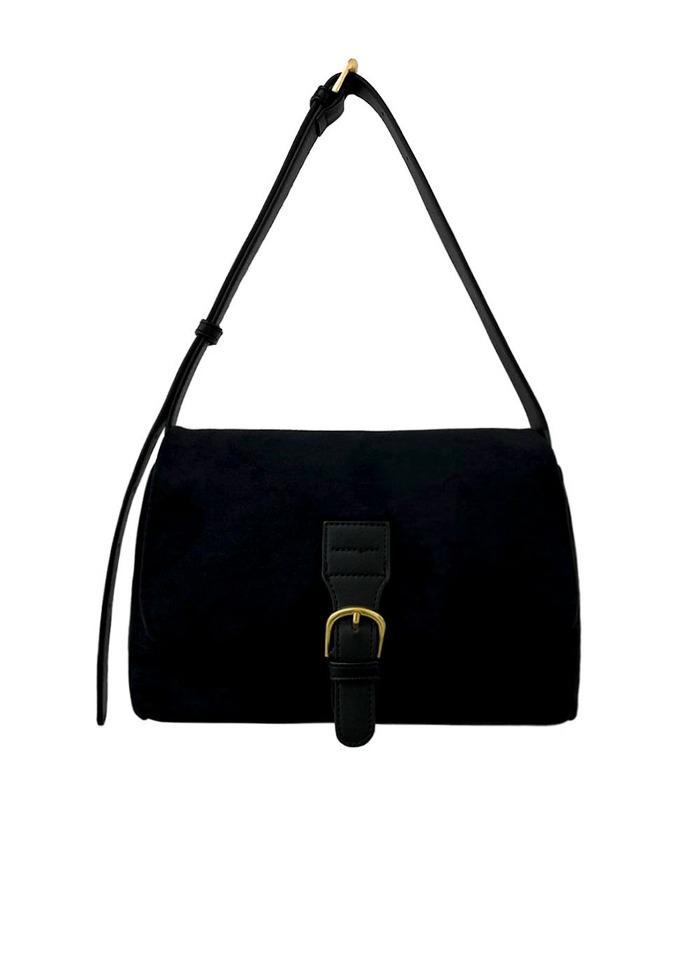 NO.147 BLACK VELUA SUEDE SHOULDER BAG