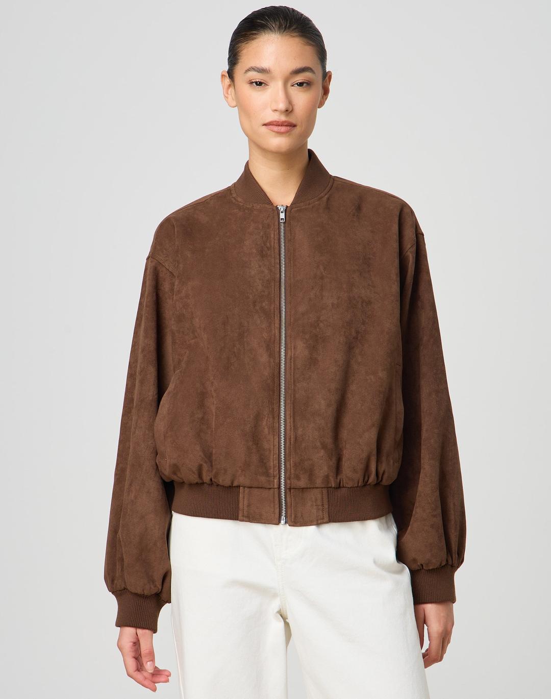 Faux Suede Bomber Jacket