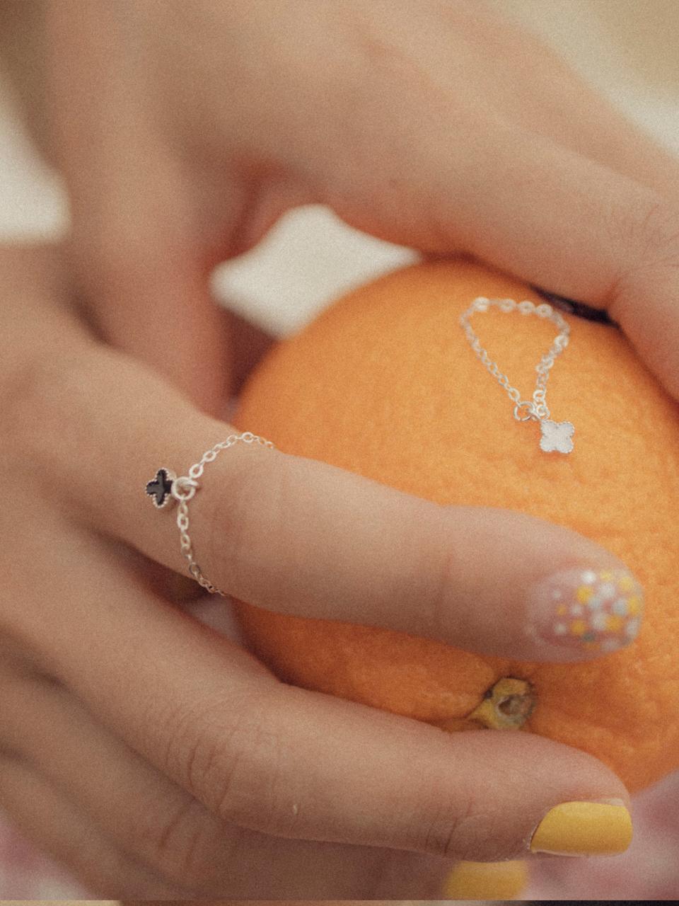 Clover pendant silver chain(925s) ring