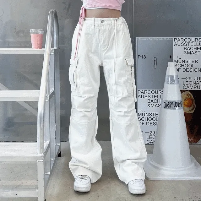 [핏보장!][2color!] 트윌 카고 포켓 스트링 아이보리 블랙 롱 팬츠