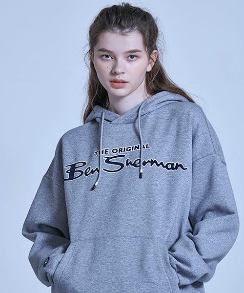 공용 브랜드 네이밍 레터링 후드티 멜란지그레이 BLDTS462UMGY