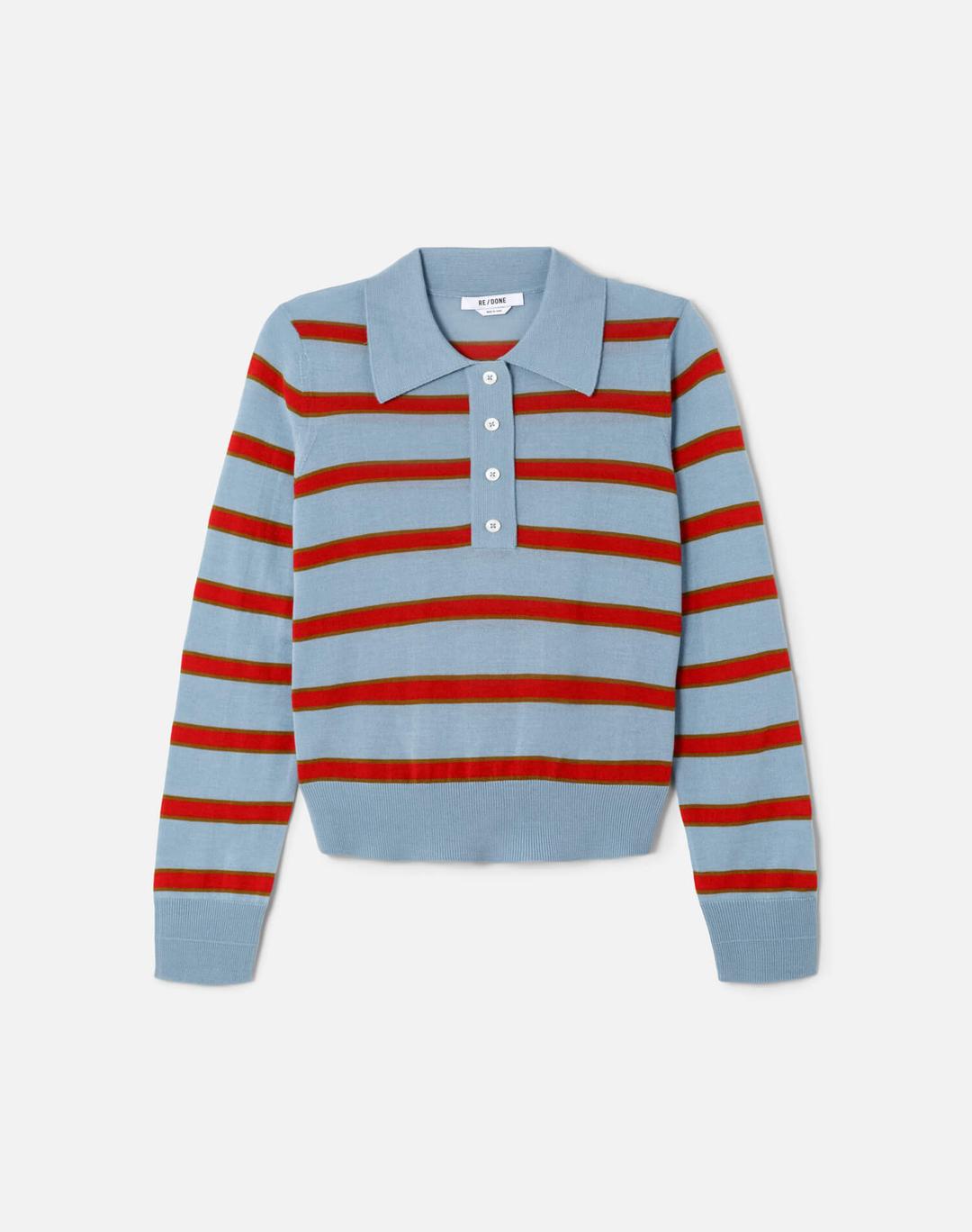 The Memphis Long Sleeve Polo - Pacific Stripe - Pacific Stripe / XS