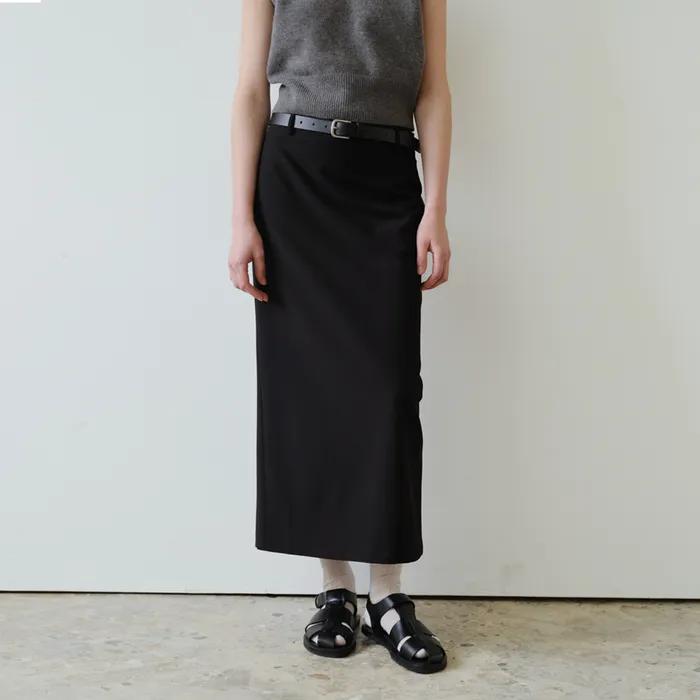 [13th] H-Line Maxi Skirt_ Black