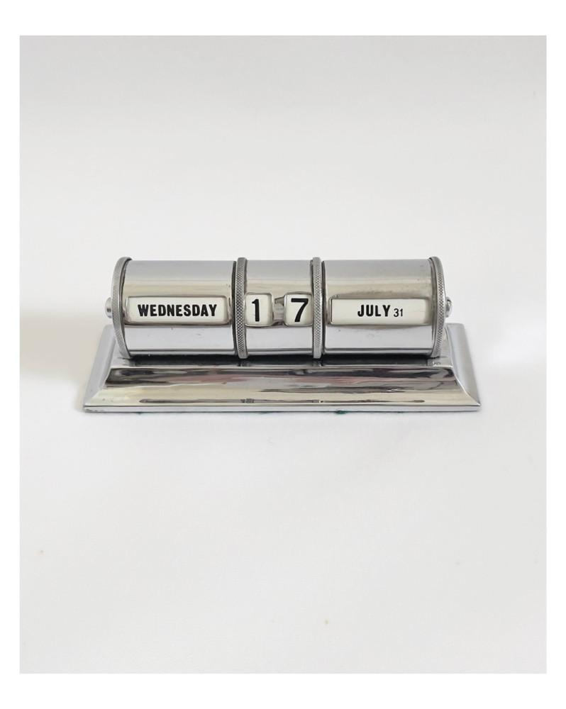 [vintage] 1950s-60s  midcentury modern silver perpetual roller calendar 영국 빈티지 롤링 만년달력