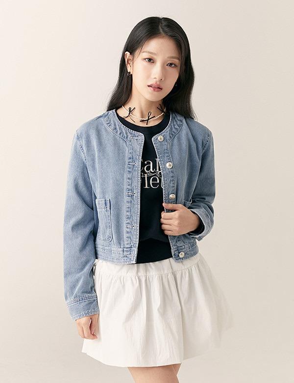 라운드넥  데님 자켓_RMJKF24G17